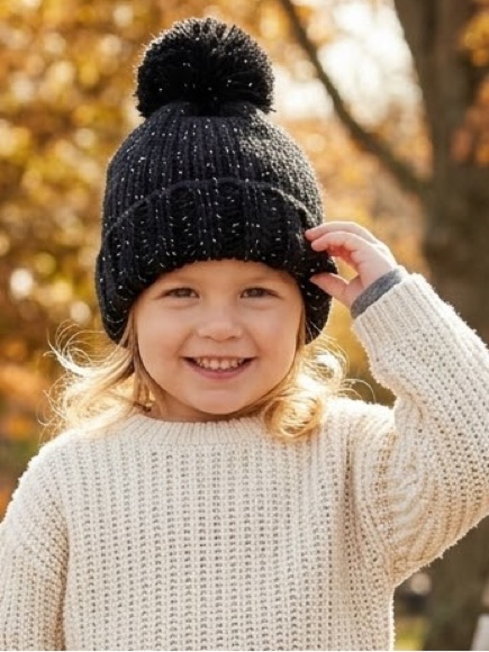 Host Pick! ❤️ Gap Black/Silver Threads Pom Pom Hat 54cm